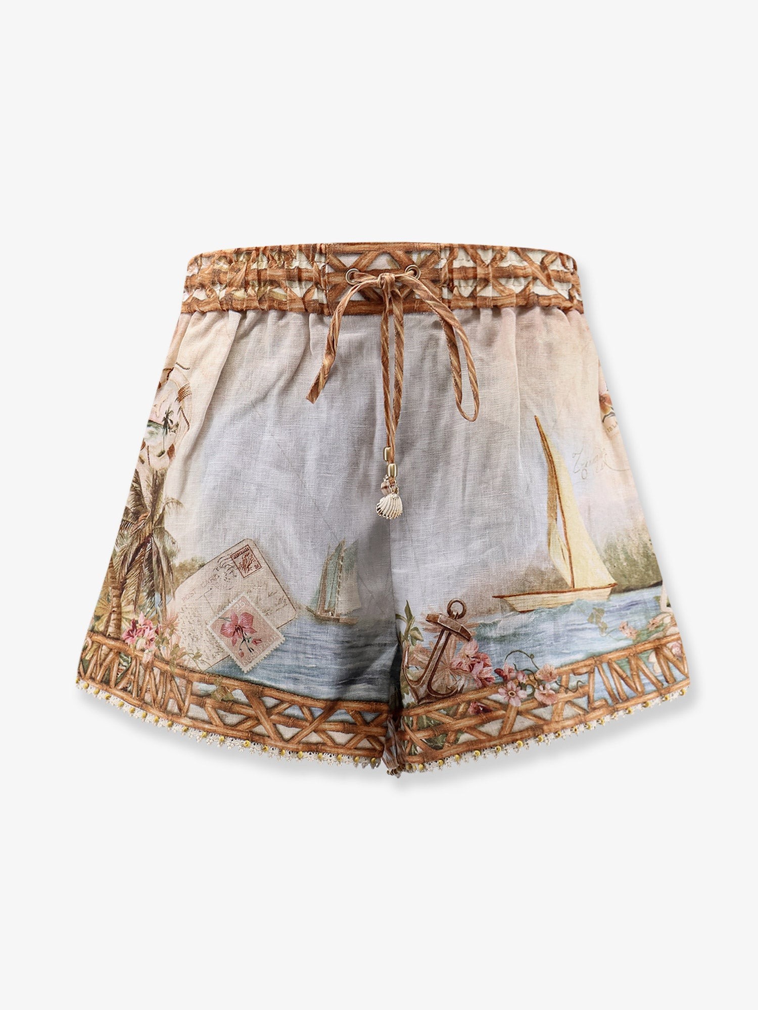 ZIMMERMANN Mahon Multicolor Linen Shorts