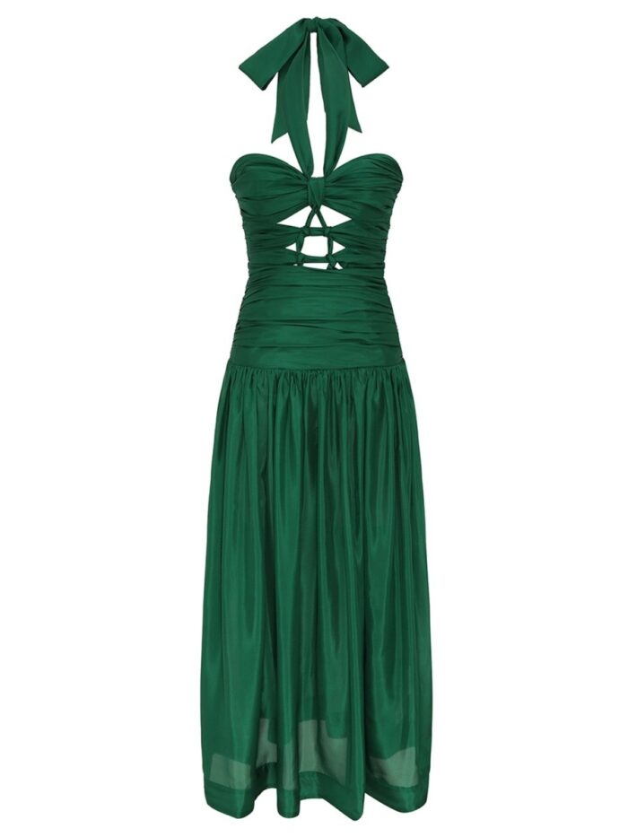 ZIMMERMANN MIDI DRESS WITH KNOTS "DAYLIGHT"