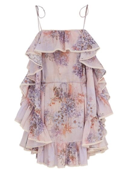 ZIMMERMANN MINI DRESS WITH RUFFLES "CASCADIAN"