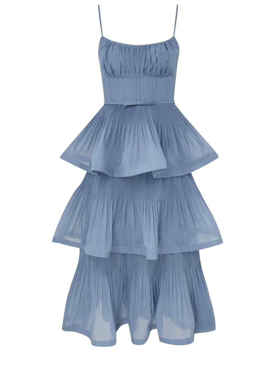 ZIMMERMANN PLEATED MIDI DRESS