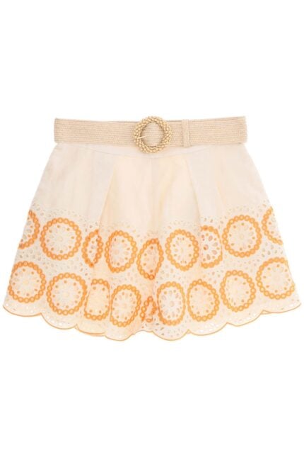 Zimmermann Raie Embroidered Linen Shorts