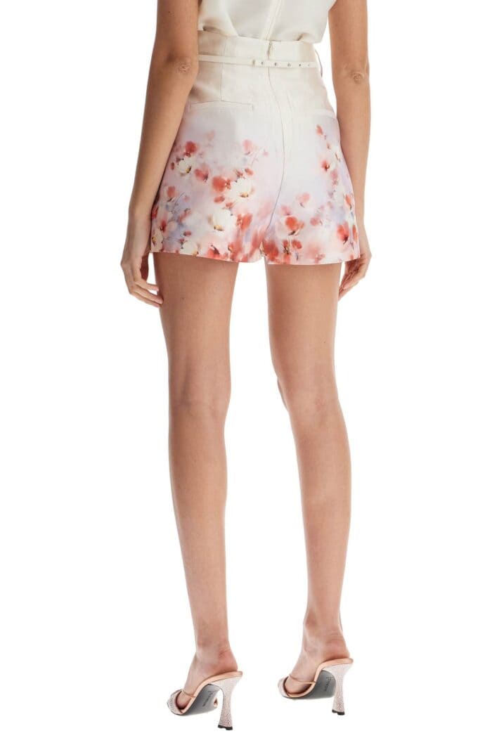 ZIMMERMANN Red Low-waist Floral Silk And Cotton Shorts