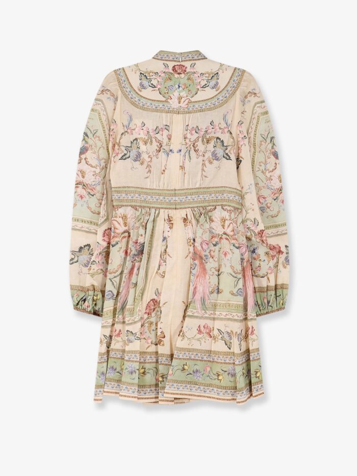 ZIMMERMANN Roselight Plunge Tapestry Print Linen Dress