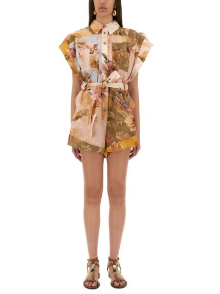 ZIMMERMANN SHORT OVERALLS WITH "ASCENSION" LAPELS