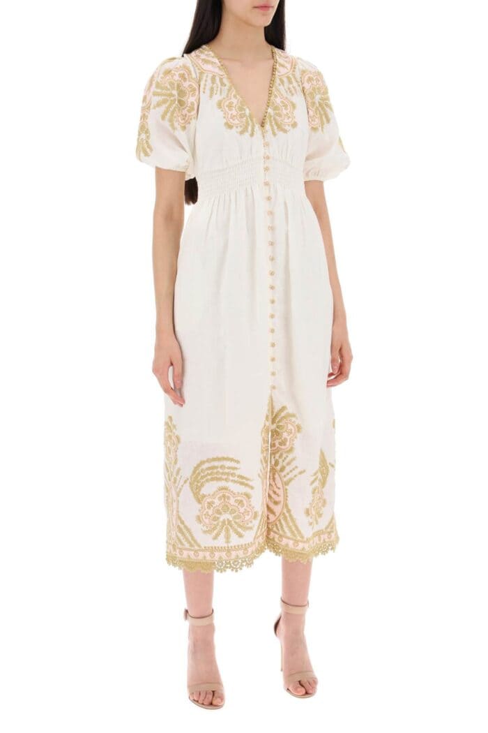 ZIMMERMANN "waverly Embroidered Linen Dress"