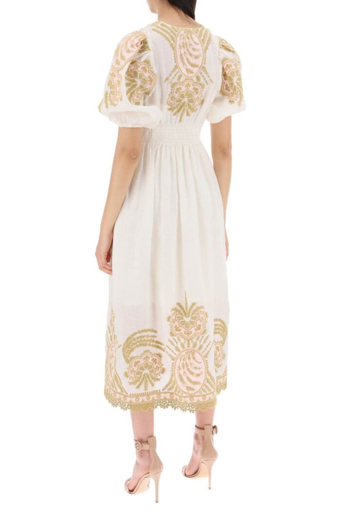 ZIMMERMANN "waverly Embroidered Linen Dress"