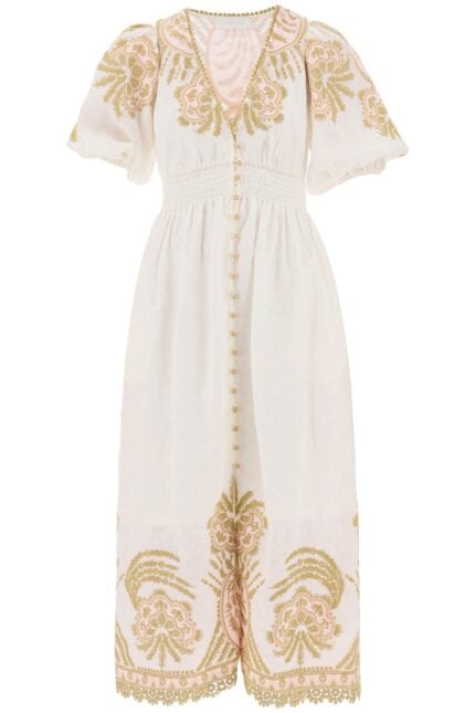 ZIMMERMANN "waverly Embroidered Linen Dress"