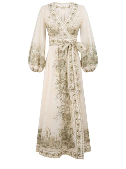 ZIMMERMANN "WONDERLUST" WRAP MIDI DRESS