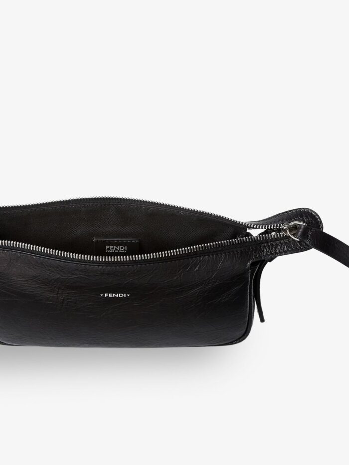 Fendi Zip Top Small Vintage-effect Leather Shoulder Bag