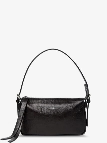 Fendi Zip Top Small Vintage-effect Leather Shoulder Bag