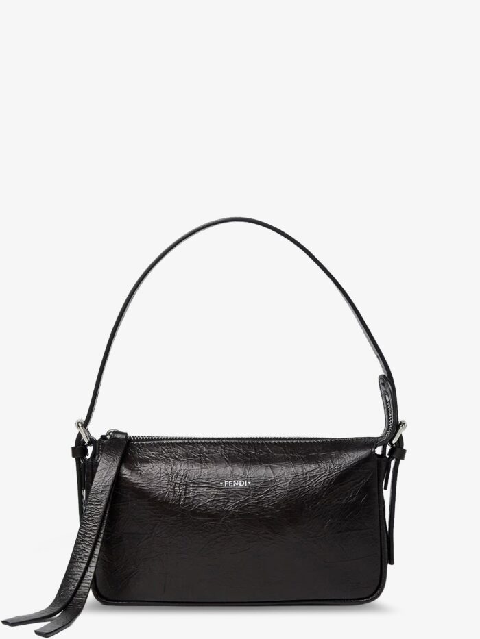 fendi zip top small vintage effect leather shoulder bag Fendi Zip Top Small Vintage-effect Leather Shoulder Bag