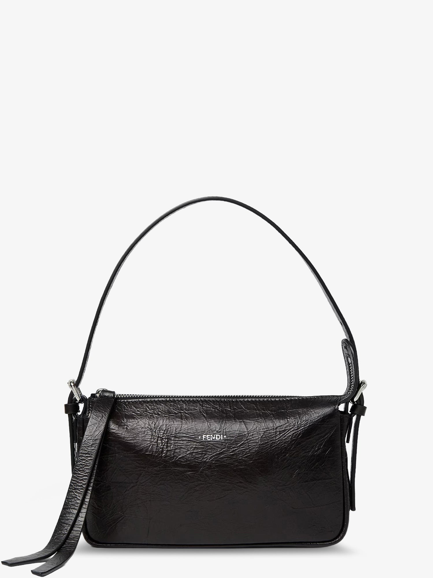 Fendi Zip Top Small Vintage-effect Leather Shoulder Bag