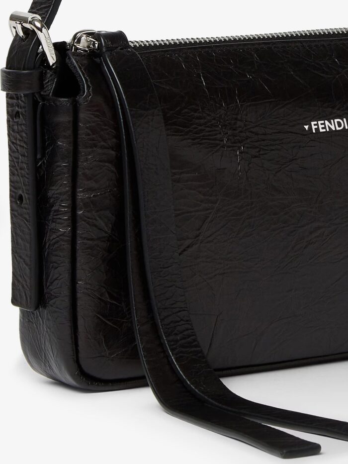 Fendi Zip Top Small Vintage-effect Leather Shoulder Bag